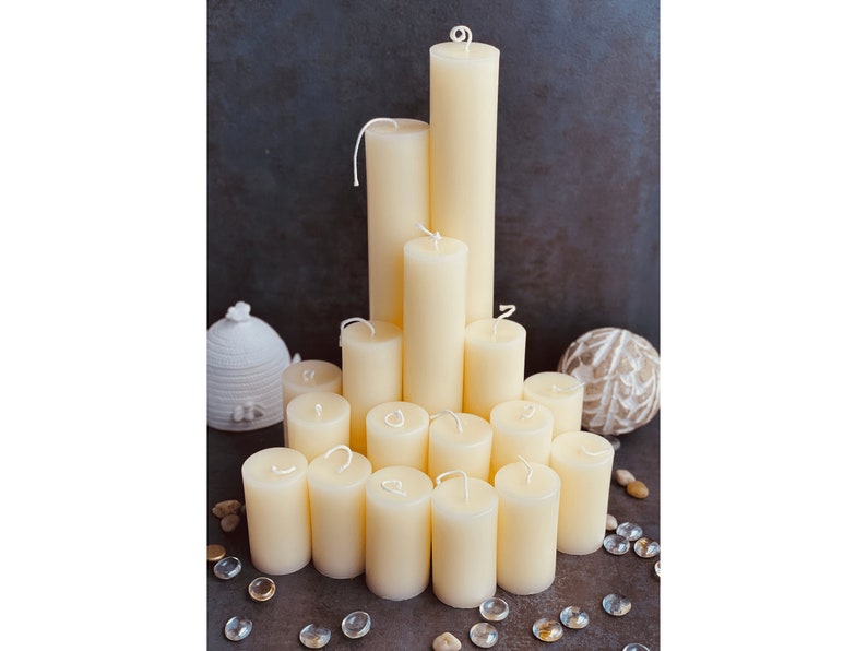 White Beeswax Candle 2 inch wide Pillar Candle Organic Etsy