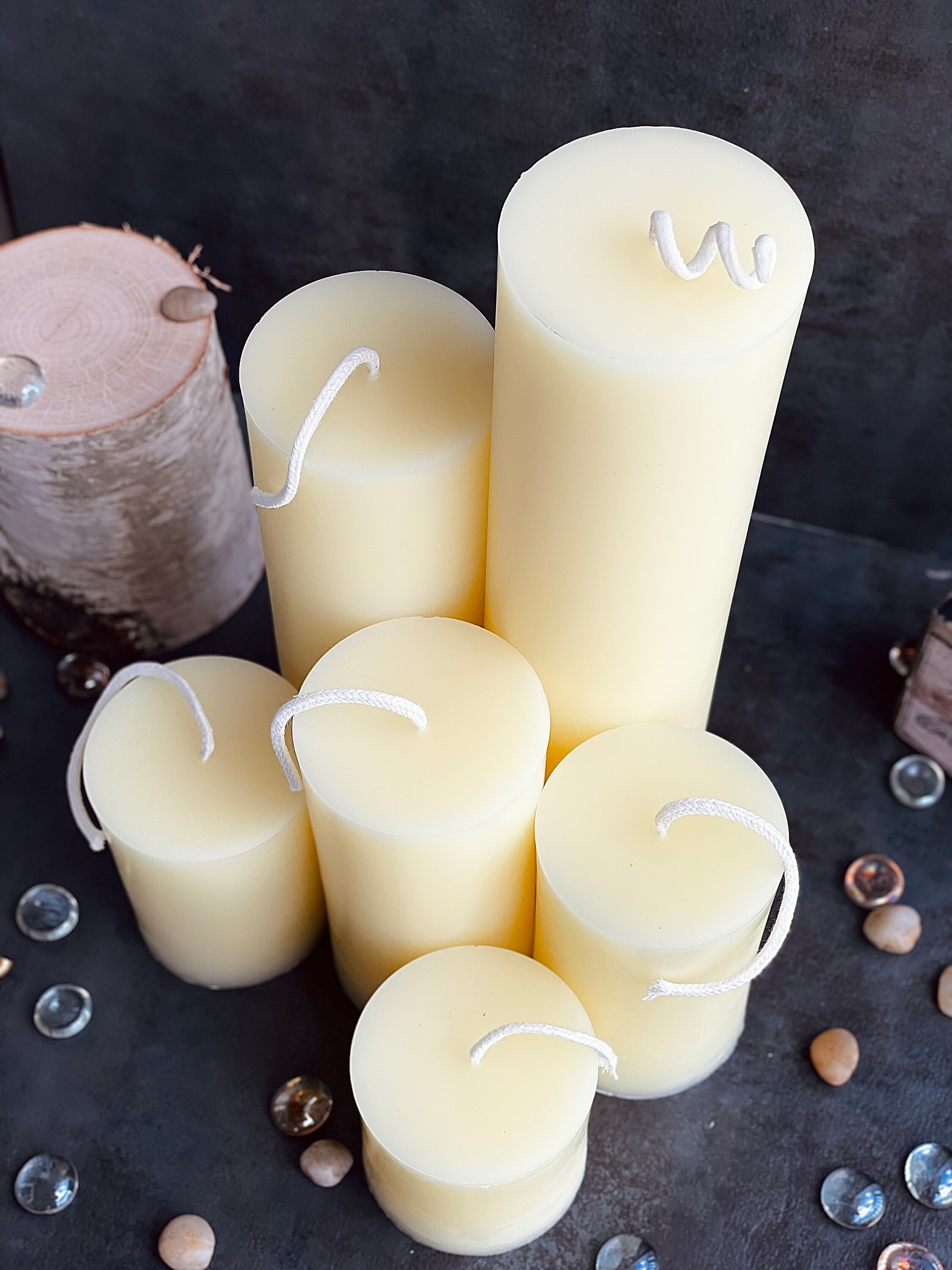 White Beeswax Candle 3 inch Pillar Candles Organic Candle Etsy