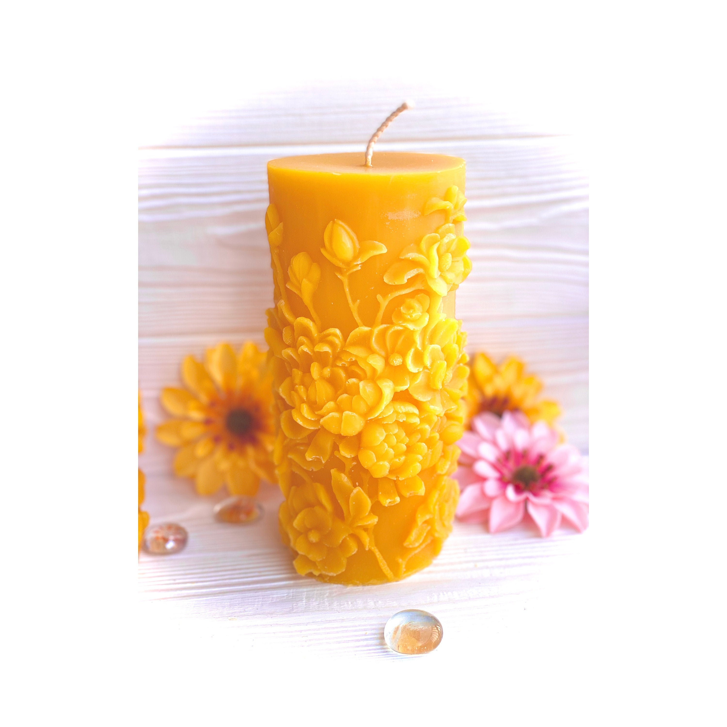 Sunflower Beeswax Candle Pure Beeswax All Natural Aesthetic 