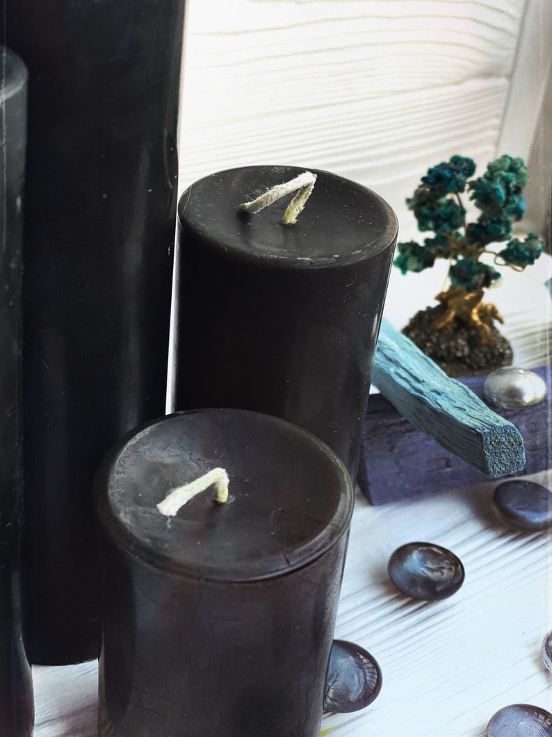 Black Beeswax Candles 100 Pure Beeswax Pillar Candle Etsy