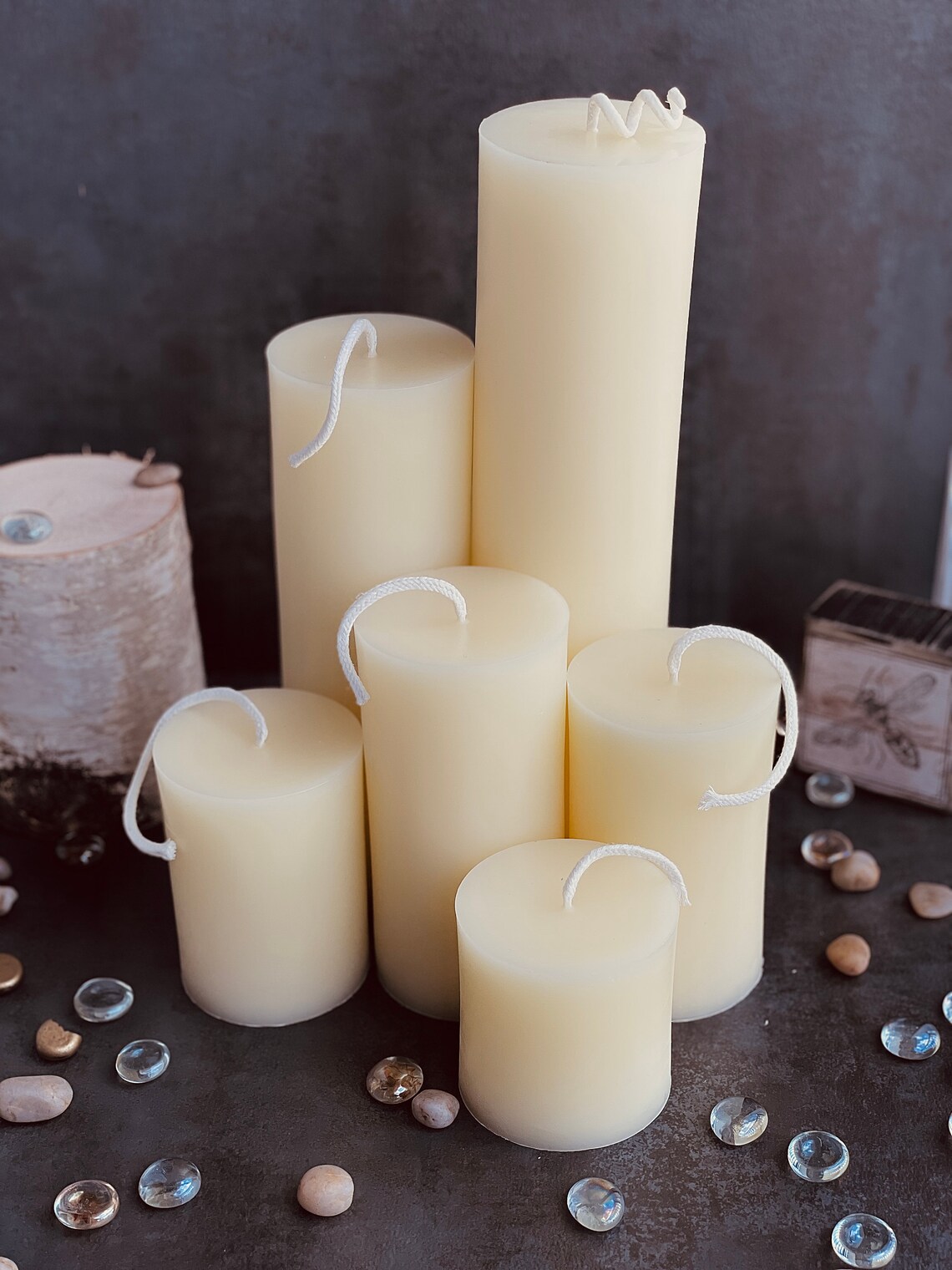 White Beeswax Candle 3 inch Pillar Candles Organic Candle Etsy