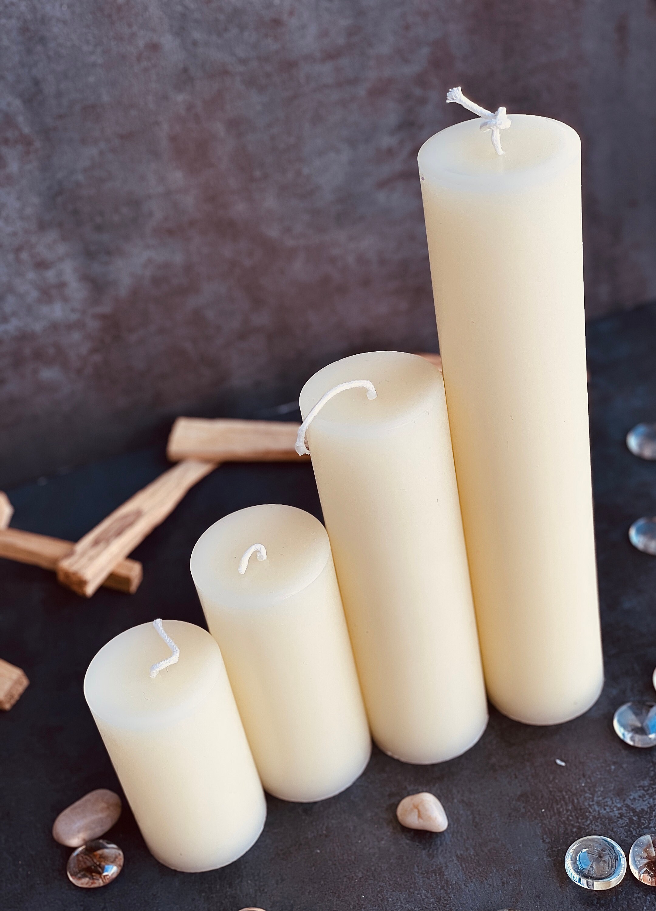 White Beeswax Candle 2 inch wide Pillar Candle Organic | Etsy
