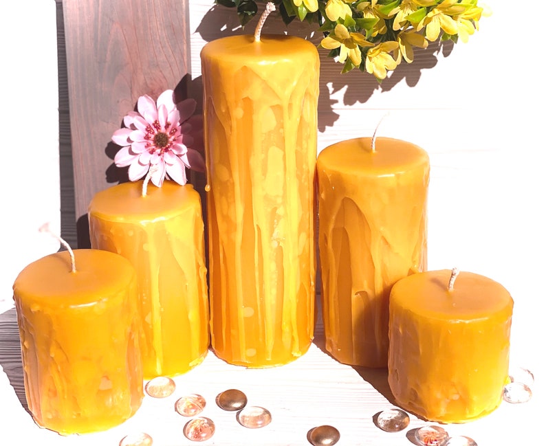 Beeswax Candles 3 Wide Drip Candles 3 9 Tall Etsy