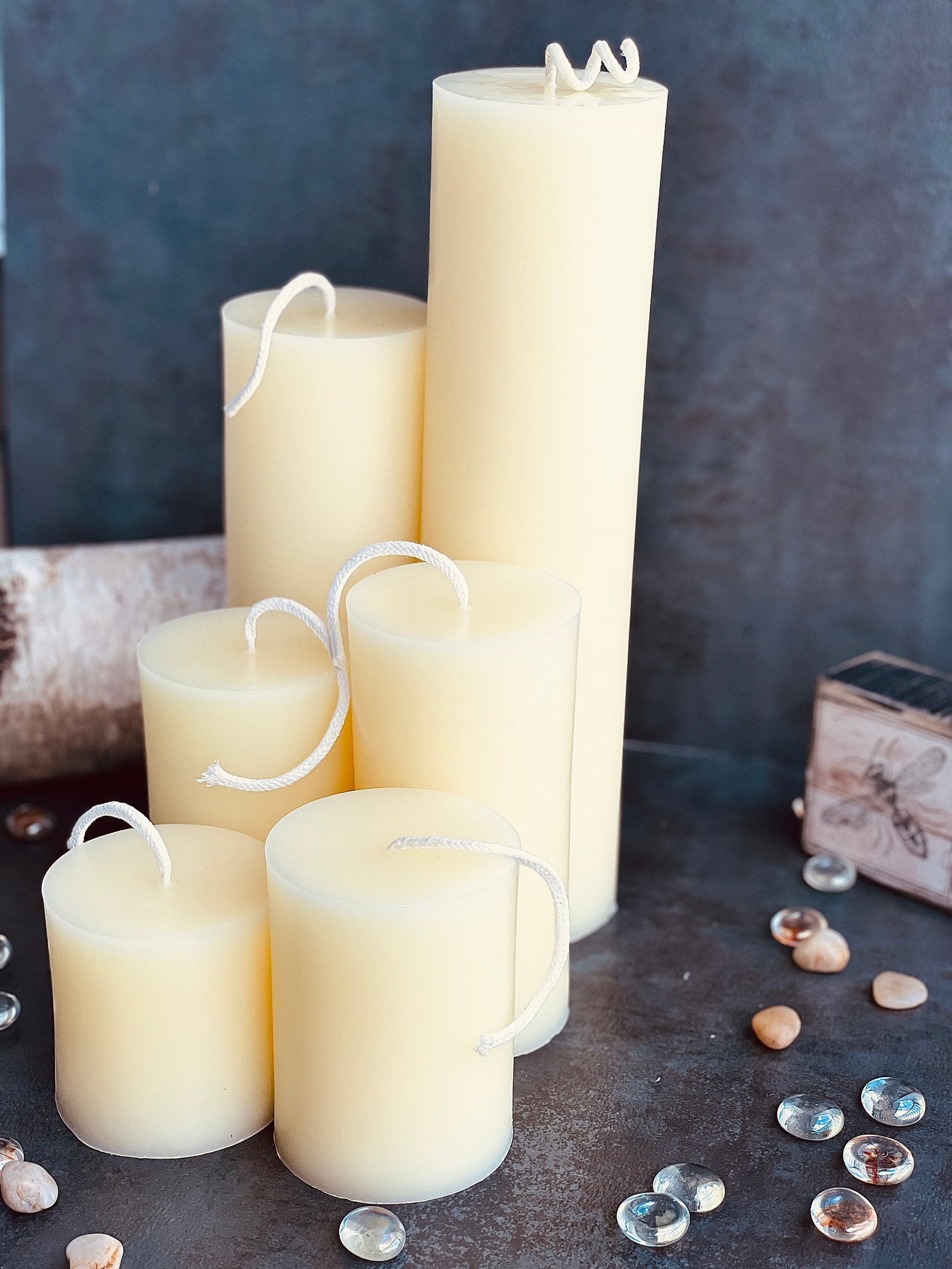 White Beeswax Candle 3 inch Pillar Candles Organic Candle Etsy