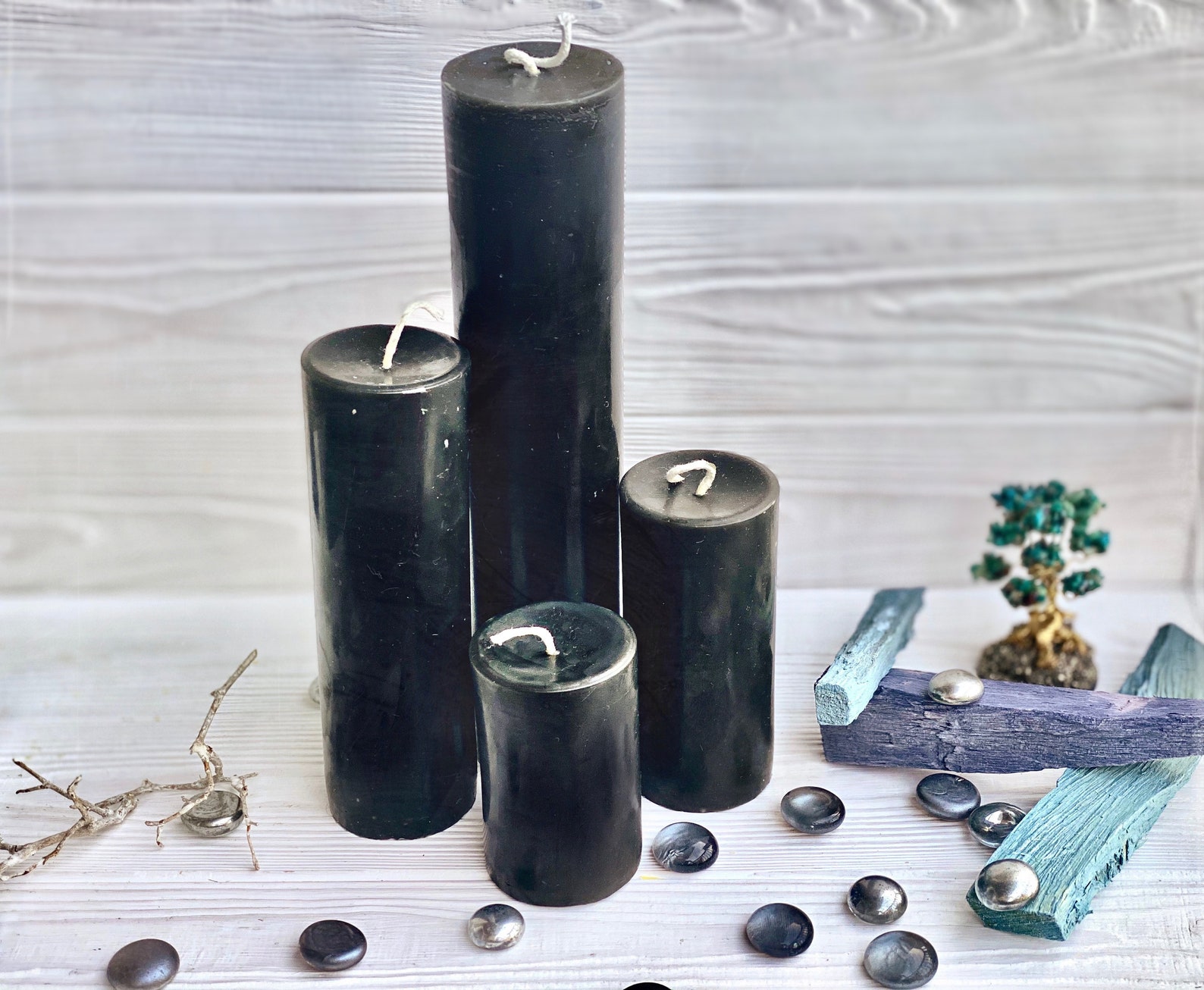 Black Beeswax Candles 100 Pure Beeswax Pillar Candle Etsy