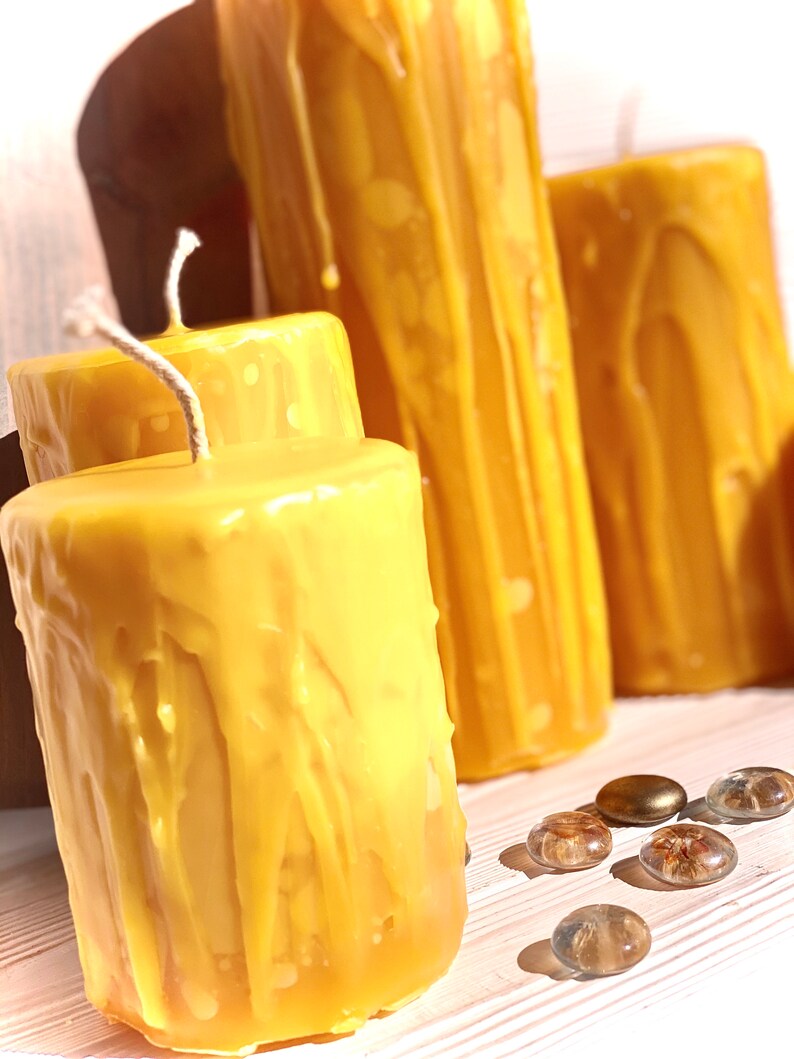 Beeswax Candles 3 Wide Drip Candles 3 9 Tall Etsy
