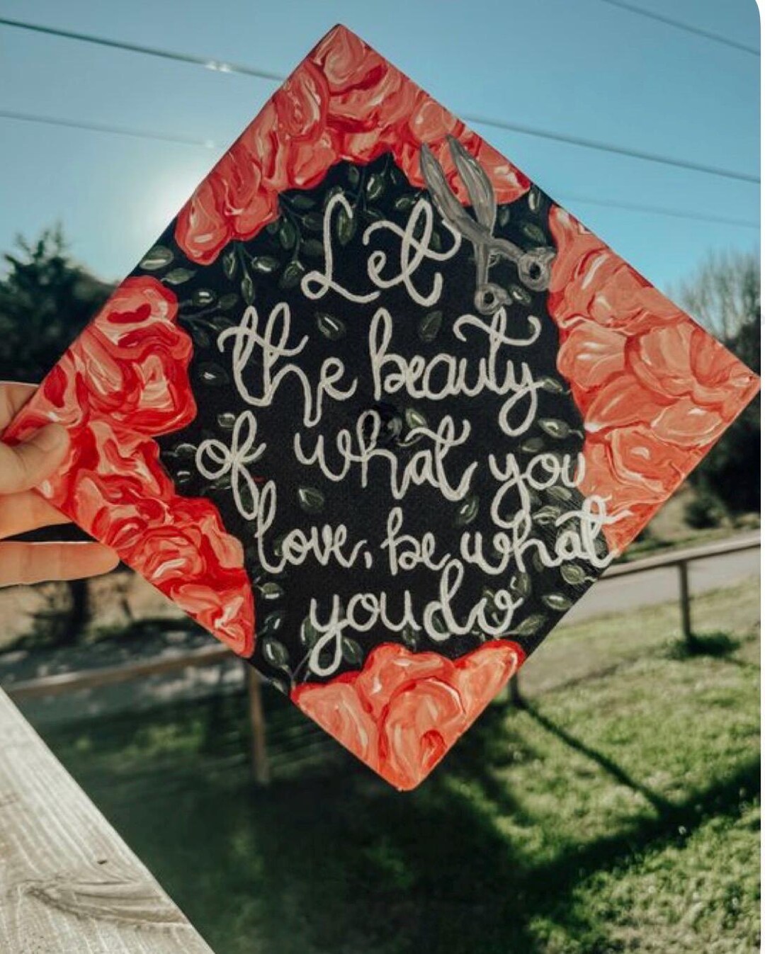Sentimental Grad Caps Hand Painted Floral Graduation Cap| βlet the Beauty of What You Love ...
