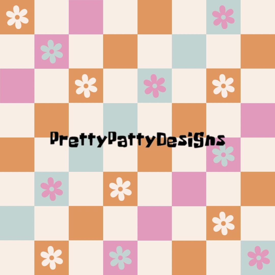 Flower Power Checkered Seamless Pattern Png Digital Download - Etsy