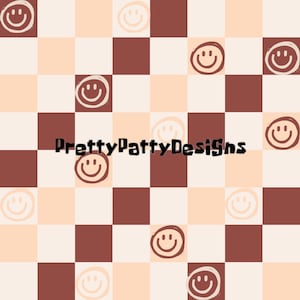 Hippie smiley checkered seamless pattern png digital download