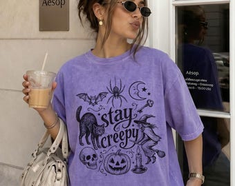 Comfort Colors® Stay Creepy Shirt, Funny Halloween Tee, Spooky Season Graphic Shirt, Cute Ghost Halloween Tee, Fall Horror Lover Shirt