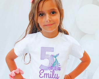 Custom Birthday for Girls, Mermaid Party Shirt, Mermaid Birthday Outfit, Party,  Under the Sea Birthday, Girls 1st Birthday Outfit