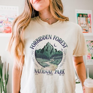 Forbidden Forest Cropped T-shirt Women's Comfort Colors -  National Park Shirt -  Wizard Shirt - Bookish Shirt