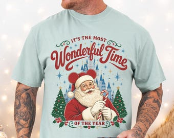 Retro Most Wonderful Time Christmas Comfort Colors Shirt, Disney Christmas Shirt, Retro Mickey and Friends Tee, Holiday Family Trip T-Shirt
