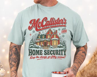 Christmas McCallister  Home Security Shirt - 90s Movie Christmas Shirt - McCallister Home Security T-Shirt, Retro Christmas Movie Shirt