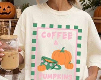 Pumpkin Coffee Shirt, Pumpkin Spice Latte Tshirt, Womens Fall Shirt, Preppy Fall Tee, Pumpkin Season Shirt, Fall Graphic Tee