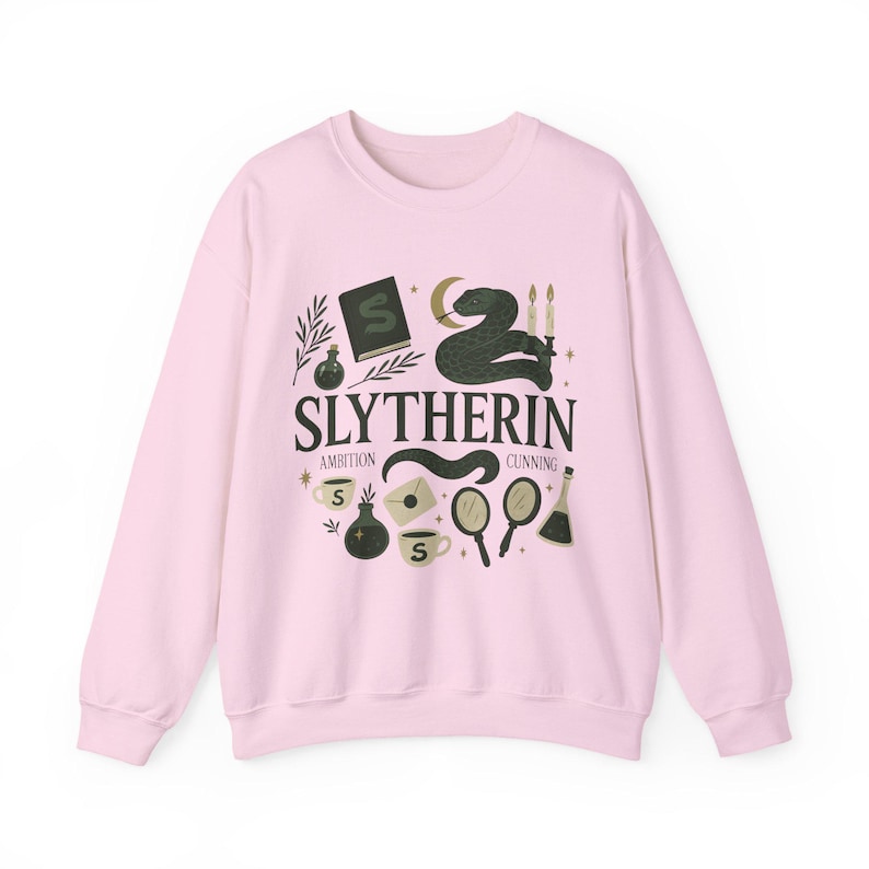 Green house Graphic Sweater - Malfoy House of Serpent Sweatshirt - Pottery Sweater -Subtle HP Shirt - Matching Crewnecks Universal Vacation image 4