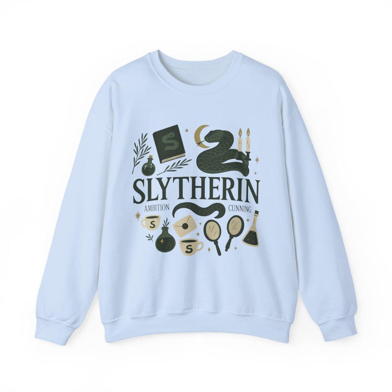 Green house Graphic Sweater - Malfoy House of Serpent Sweatshirt - Pottery Sweater -Subtle HP Shirt - Matching Crewnecks Universal Vacation image 2