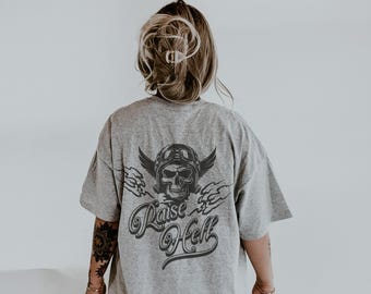 Raise Hell Girl Tee - feminist trendy - girl power-  womens rights activist shirt - vintage inspired graphic tee