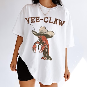 Lobster Cowboy Shirt UNISEX Comfort Colors® Trendy Yee Claw Tee Funny Lobster Tshirt Western Beach Top Amalfi Coast Trip Tomato Girl Summer