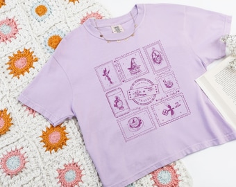 Bookish Stamp Comfort Colors Shirt - Magical Book Crop Shirt - Wizarding World Shirt - Magical School Shirt - Universal Studios Shirt