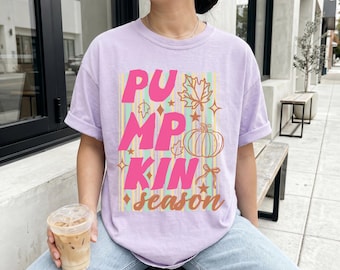 Retro Fall Pumpkin Season Shirt, Pumpkin Fall Tshirt, Trendy Fall Tee, Womens Fall Apparel, Comfort Colors® Pumpkin Season Graphic Tee