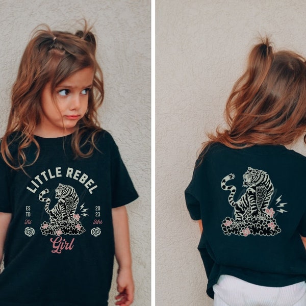 Little Rebel Girl Shirt - Trendy Girls Shirt - Tiger Girl shirt - Girls Graphic Shirt