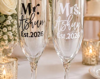 Flûte da champagne personalizzate per gli sposi / Brindisi di nozze personalizzato