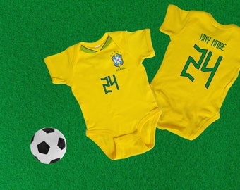 Brazil soccer / football jersey inspired baby bodysuit