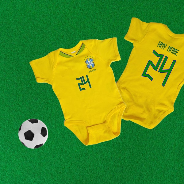 Brazil soccer / football jersey inspired baby bodysuit