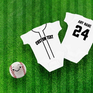 Baseball White custom baby jersey bodysuit
