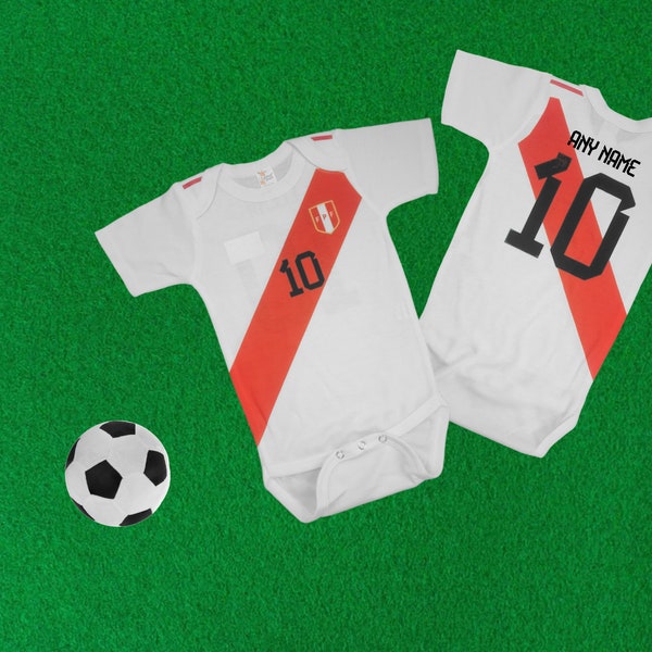 Peru soccer / football jersey inspired baby bodysuit