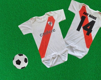 River Plate soccer / football jersey inspired baby bodysuit