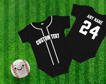 Baseball Black custom baby jersey bodysuit