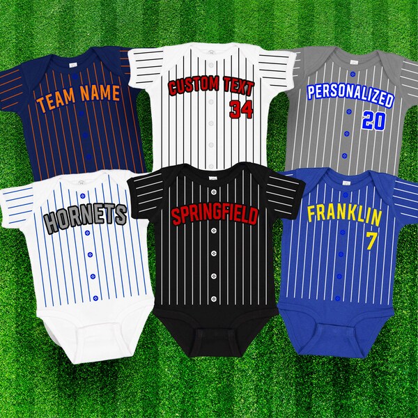 Custom personalized baseball / softball baby jersey stripes bodysuit