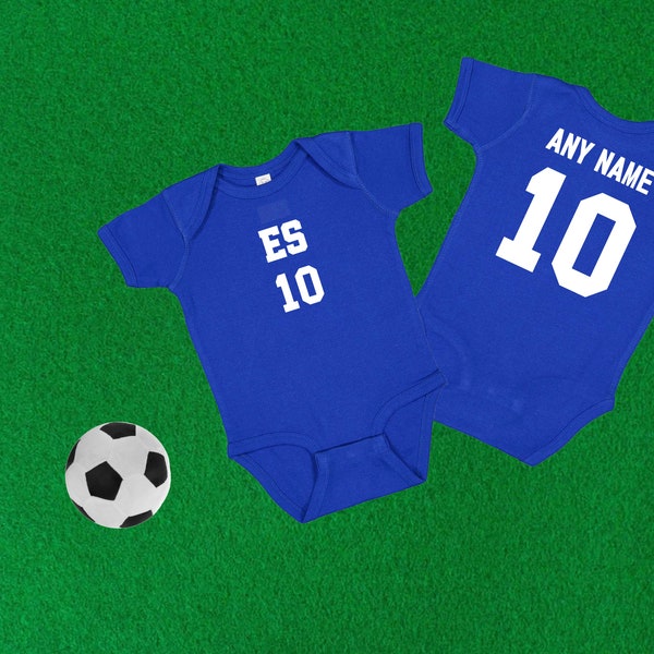 El Salvador soccer / football jersey inspired baby bodysuit