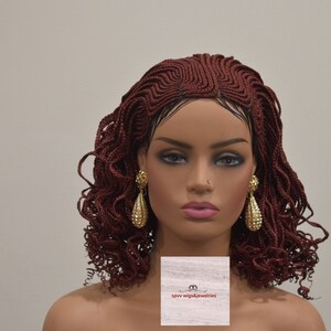 Cornrow braided wig/ curly braids / light red hair / braided wig / Cornrow braids / Brown hair