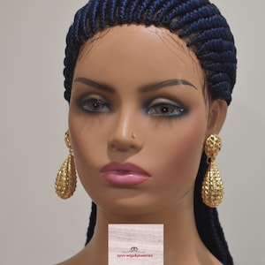 All back Cornrow Braided wig / handmade wig / blue wig / cornrow braided / 30 inches wig