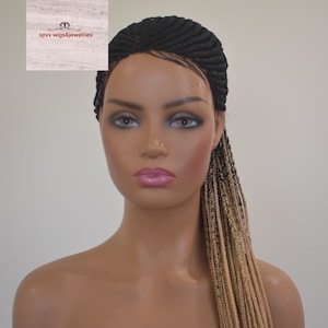 Okuku braided wig/ cornrow braided wig/ ombré wig/ natural looking wig