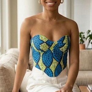Ankara Print Corset Top | Handmade African Bustier, Festival Outfit