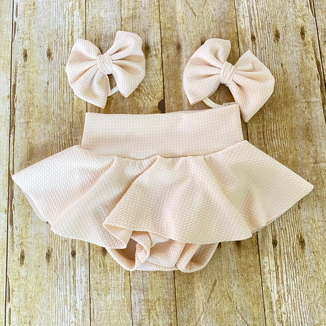 High Waisted Baby Bummies | Cream Baby Girl Skirted Bummies | Liverpool ...