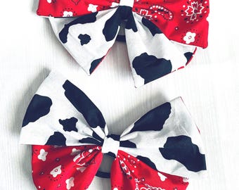 Cow Print and Bandana Hair Bows - Handmade in the USA