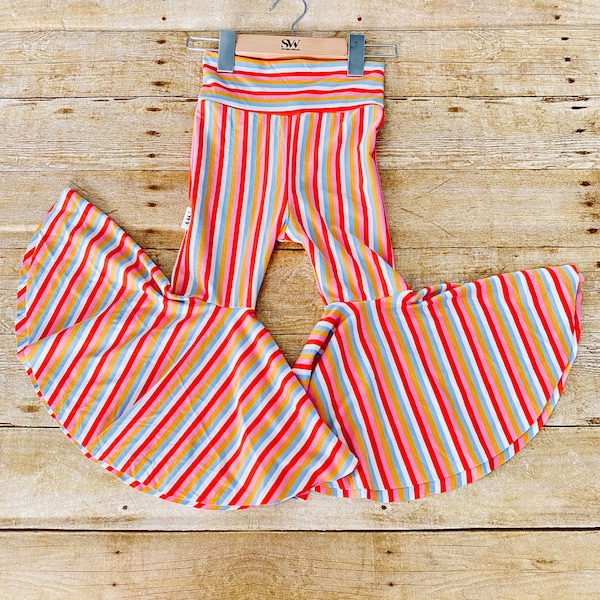 Stripped Bell Bottoms - Retro Baby Bell Bottoms | Baby Girl Flare Leggings/Pants | Sizes for Babies to 10 years old.