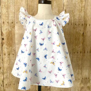 Butterfly Dress | Flutter Sleeve Dress| Twirl Dress | Handmade Girls Dress | Made in USA | Summer Dress | Party Dress | Butterfly Print