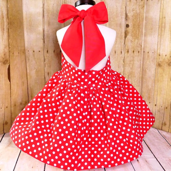 halter polka dot dress Lola Red Polka Dot Lace Trim A-Line Halter Mini Dress M / Red Multi main image 0