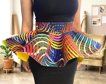 Ankara Peplum Belt Skirt | Statement Waist Peplum | African Print Overskirt | XS–4X