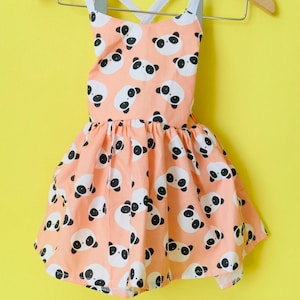 Panda Dress, Open-Back, Girls Summer Dress, Print Dress | Handmade Panda Print Dress for Girls | made to order | Made in USA