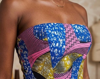 Handmade Ankara Print Lace-Up Corset Top | Strapless | Tube Top | Bustier Bodice