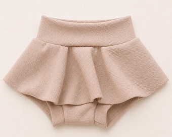 High Waisted Skirted Baby Bummie | Light Brown Diaper Cover