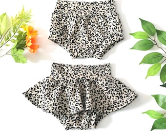 Handmade Animal Print Baby Bloomers | Skirted Brushed Knit Bummies