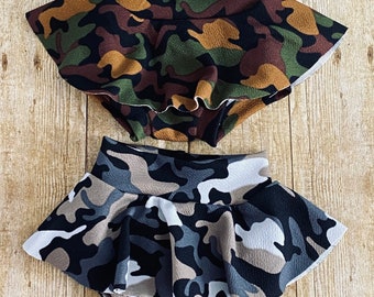 Camouflage High Waisted Baby Bummies | Baby Girl Skirted Bummies | Liverpool Bummies | Baby Summer Shorts | Baby Bloomers